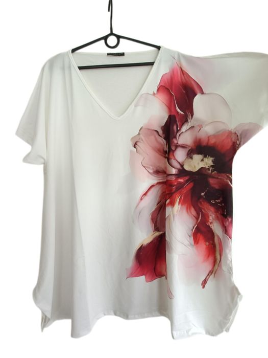 Bluzka plus size tunika duży rozmiar 50/52/54/56 kwiaty