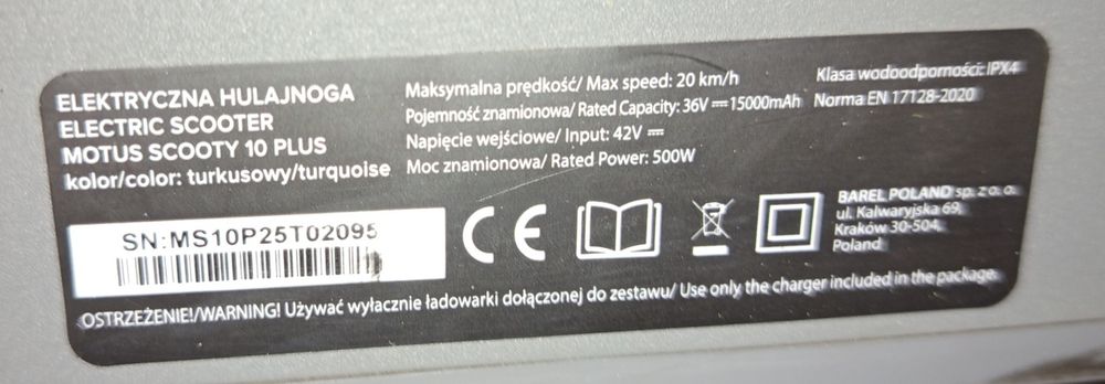 Hulajnoga elektryczna motus scooty 10 plus