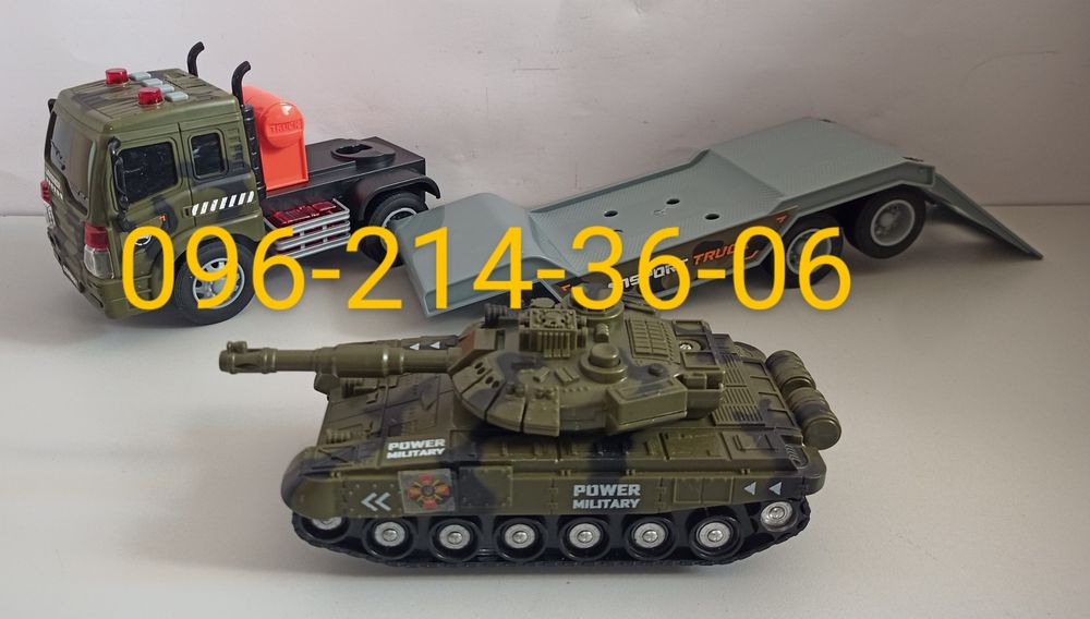 Трейлер Танковый тягач с танком. Звук, свет.