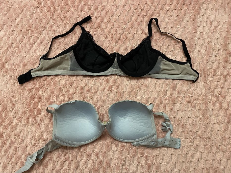 70D H&M Esotiq 2x biustonosz stanik casual czarny jasnoniebieski