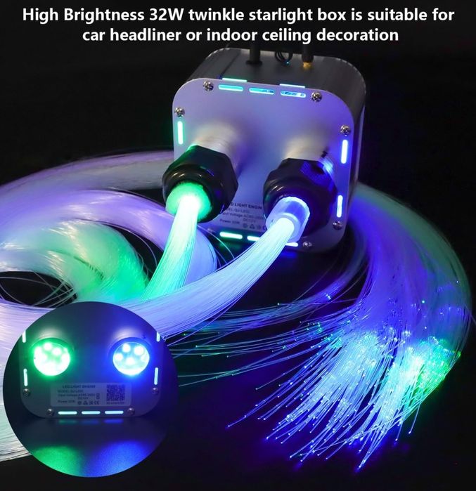 Iluminador LED Fibra Ótica 32W Teto Estrelado (Dual Head) – NOVO, Em Portugal