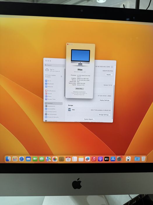imac 27 5k de 2017 , Intel i7 4.2 GHz 64GB grafica 8GB 500gb HD