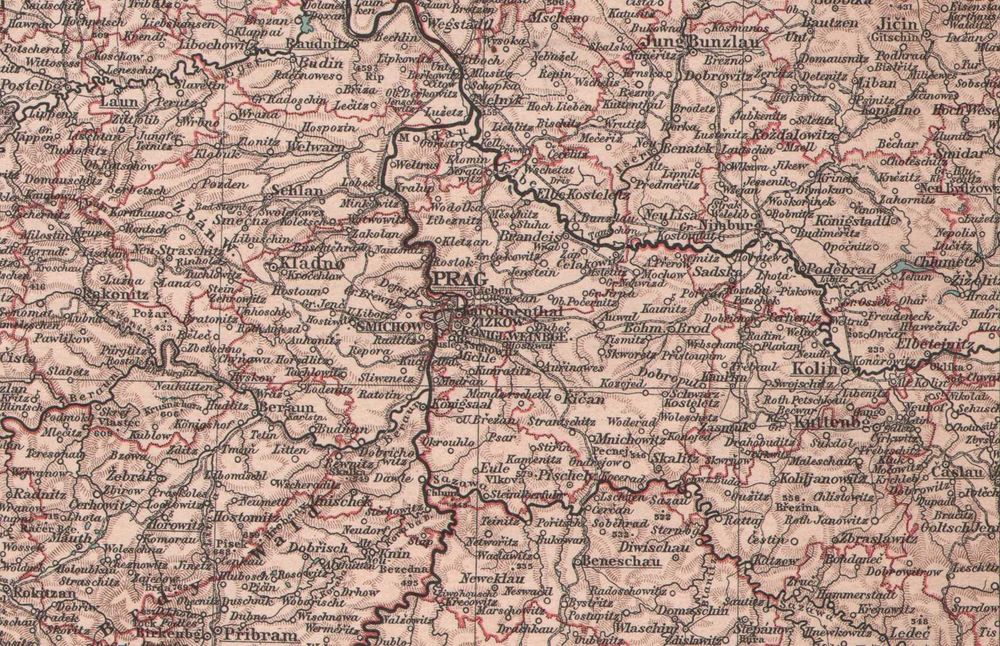 Czechy Morawy Śląsk duża efektowna mapa 1914 r. autentyk