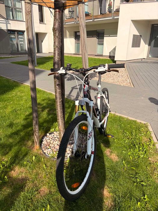 Rower górski (MTB) biało czarny z czerwonymi detalami