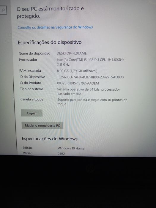 Modelo do sistema: HP Pavilion Lapton 15
Tipo de sistema: x64-based P