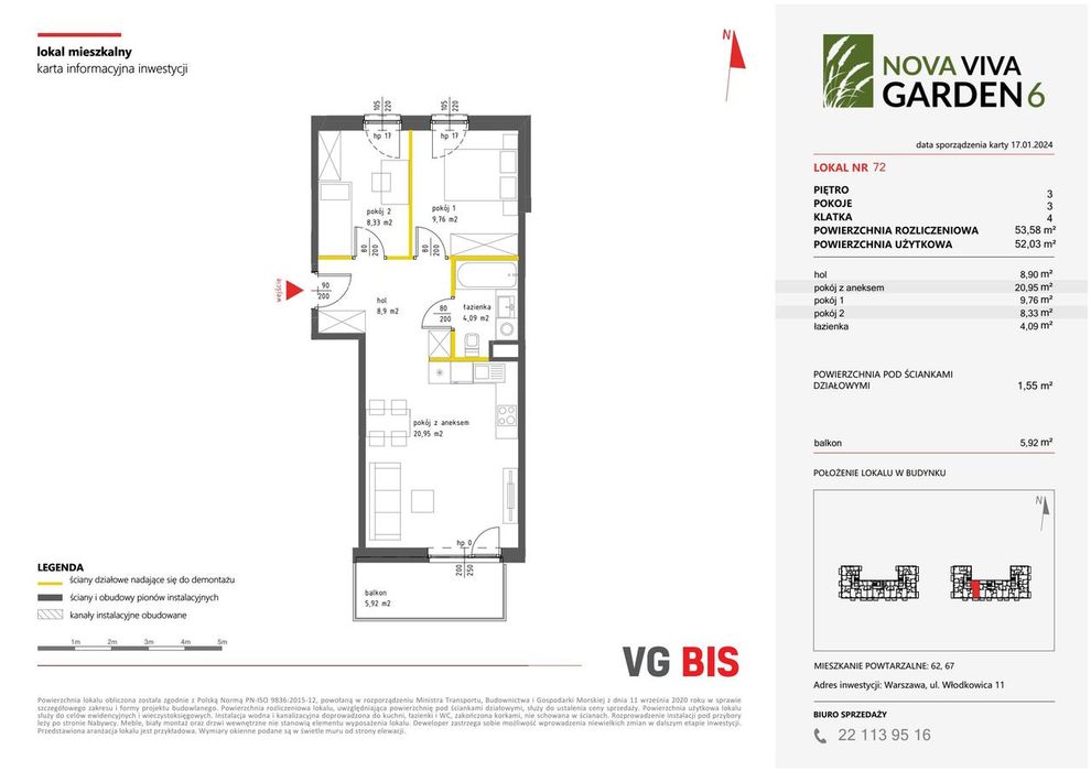 3-pokojowe mieszkanie 53 m² + balkon - Widok 2