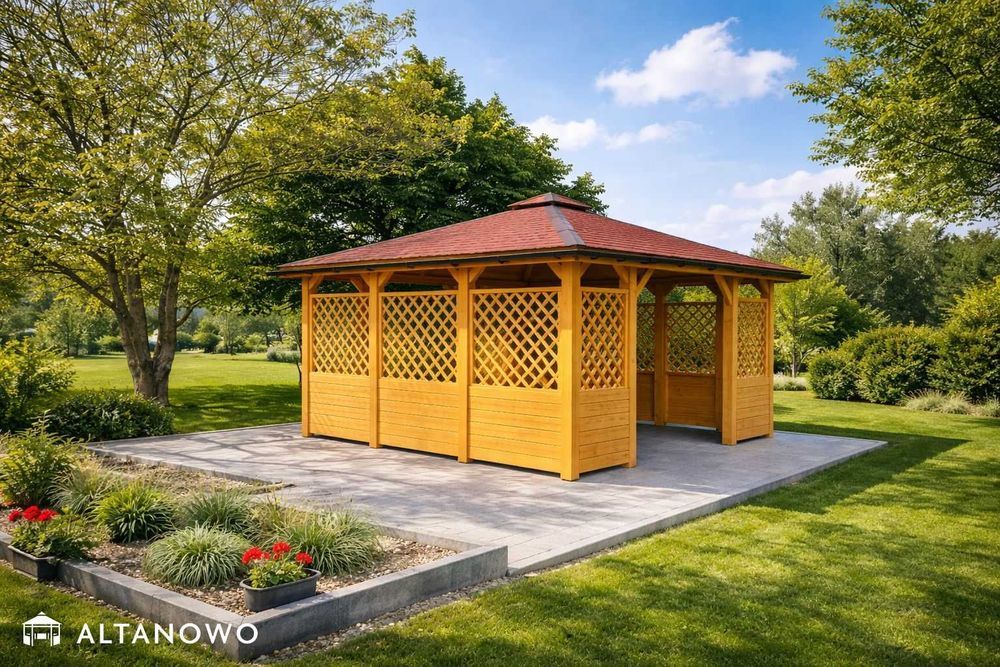 altana ogrodowa do ogrodu drewniana 3x3  - producent - transport