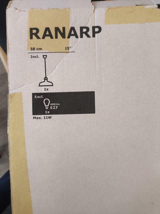 Lampa ranarp 38cm wisząca IKEA
