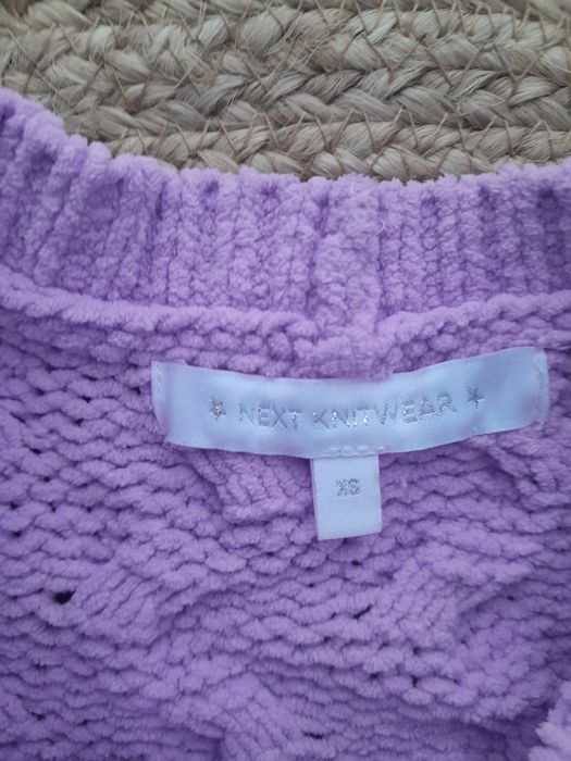 Sweter sweterek warkocz liliowy XS 34 oversize  S M Next