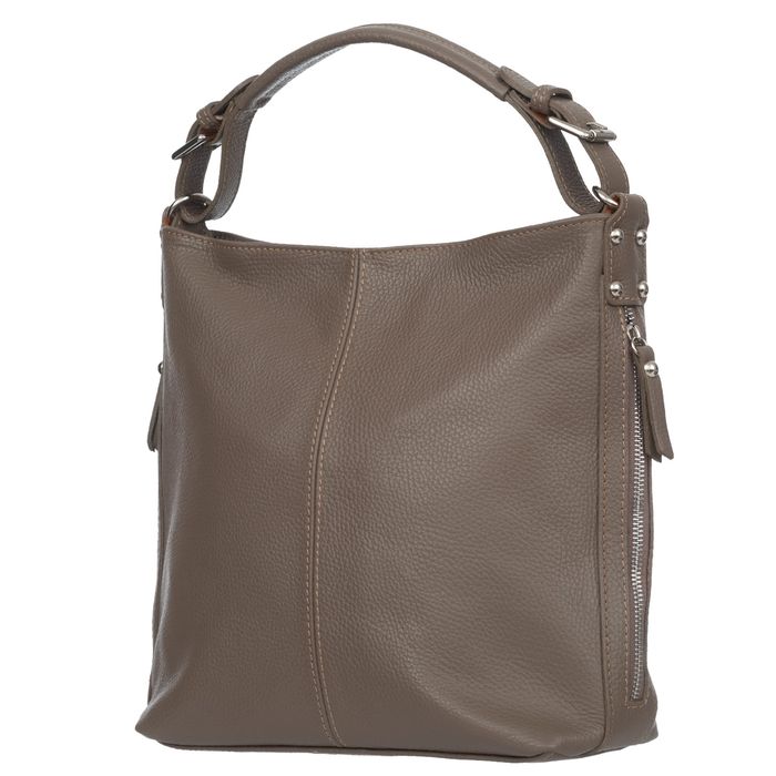 VERA PELLE torebka skórzana elegancka worek z paskiem V566 camel