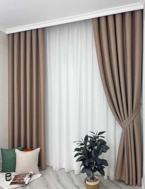 Штори БЛЕКАУТ готові, бархат шторы, гардины тюль мікровелюр мрамор