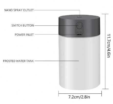 Nawilżacz - mgła wodna - MINI - zasilanie z USB - dla dziecka - 2szt