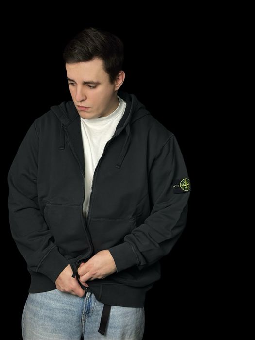stone island felpa zip hoodie ash grey оригинал