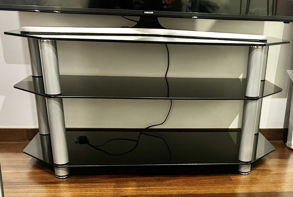 Mesa televisão em vidro temperado preto como Npva