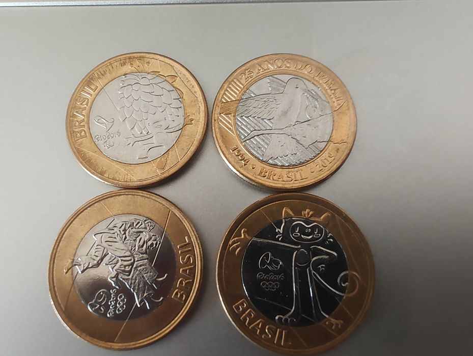 Moedas de um real das olimpíadas do Brasil
