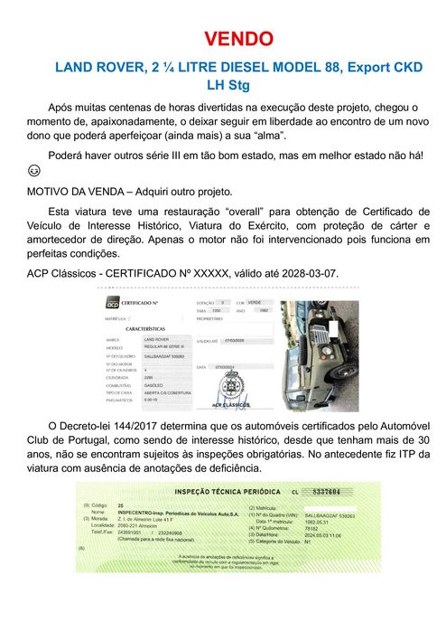 Land Rover Serie III, Model 88, Export CKD