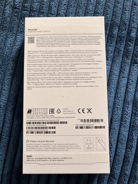 iPhone 16e, 256Gb, Bat 93%
