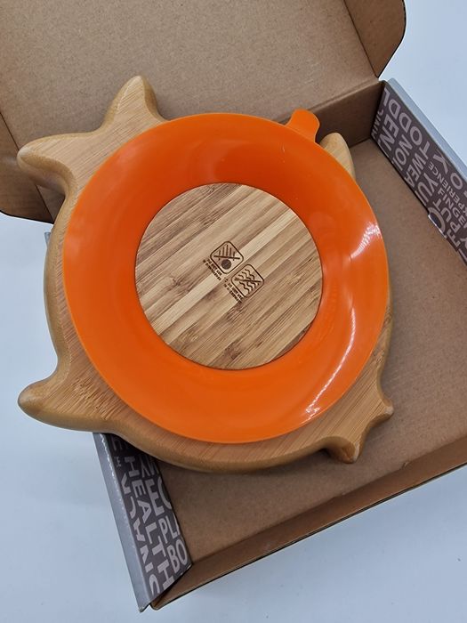 Bamboo bamboo Talerzyk Bambusowy z Przyssawką Rybka Orange Eko Dla Dzieci