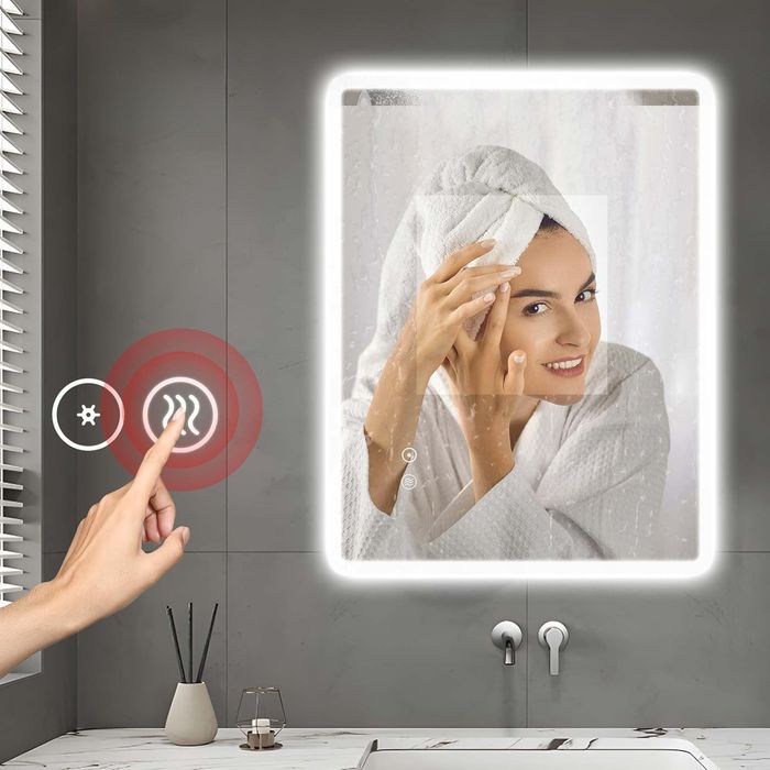 Lustro łazienkowe z LED SaniteModar 60x80cm przeciwmgielne dotykowe