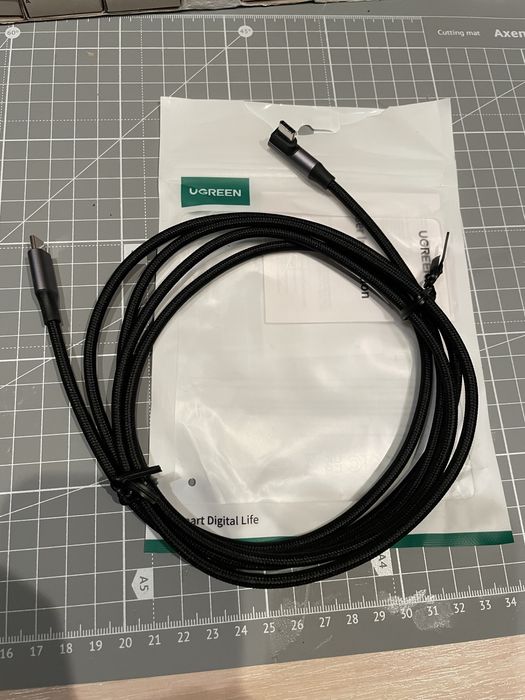 Ugreen type c кабель зарядки 100w кутовий