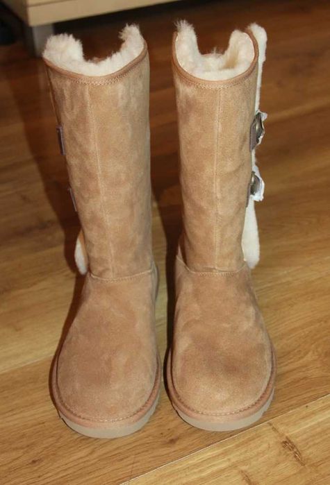 UGG buty kozuszek skóra śniegowce ocieplane botki kozaki brązowe 39