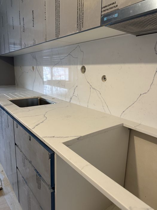 Bancada de cozinha quartzo marmore