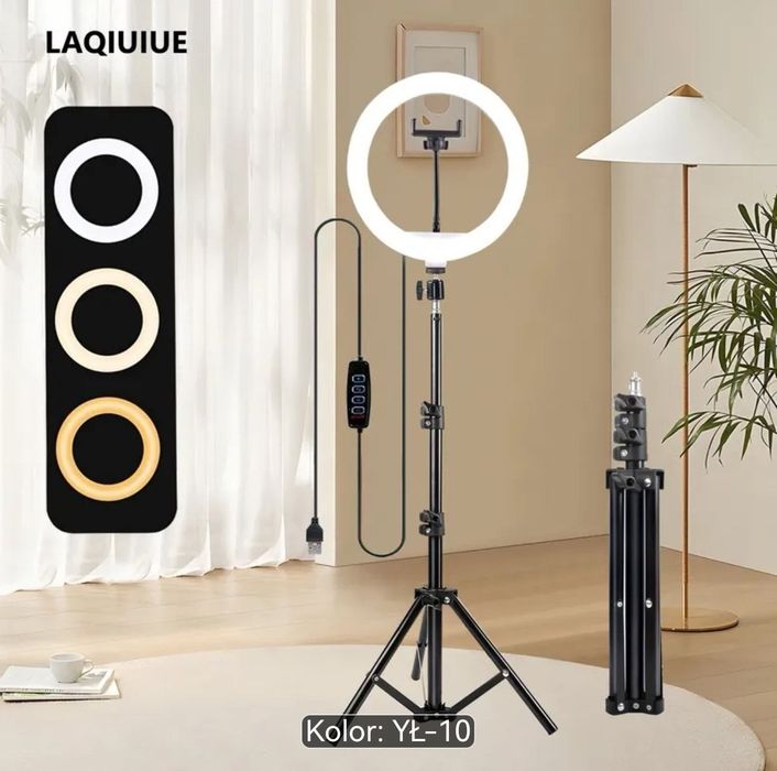 Zestaw Lampa Pierścieniowa LED 10
