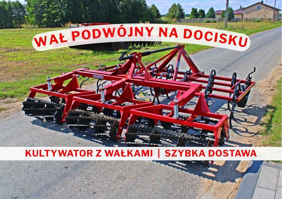 Agregat uprawowy DZIEKAN z wałkiem podwójnym Kultywator Orion Apollo 3.2m 3m 2.8m 2.4m 2.1m 1.8m wał tandem strunowy