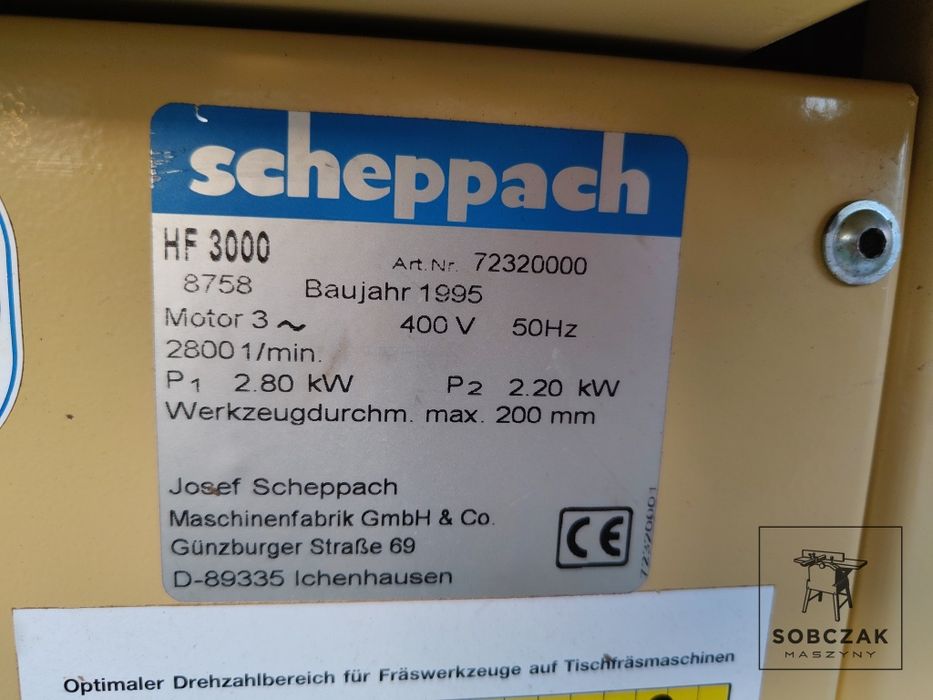 Frezarka Dolnowrzecionowa Scheppach HF3000