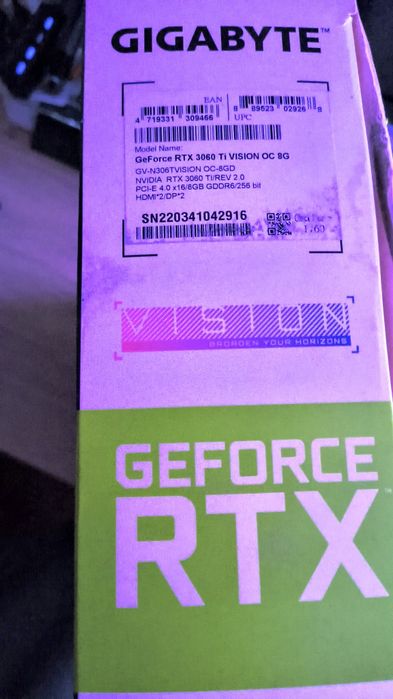 Відеокарта GIGABYTE RTX 3060 Ti VISION OC 8G  (LHR)