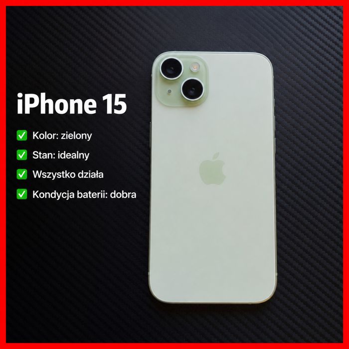 iPhone 15 zielony | idealny stan | blokada iCloud | na części