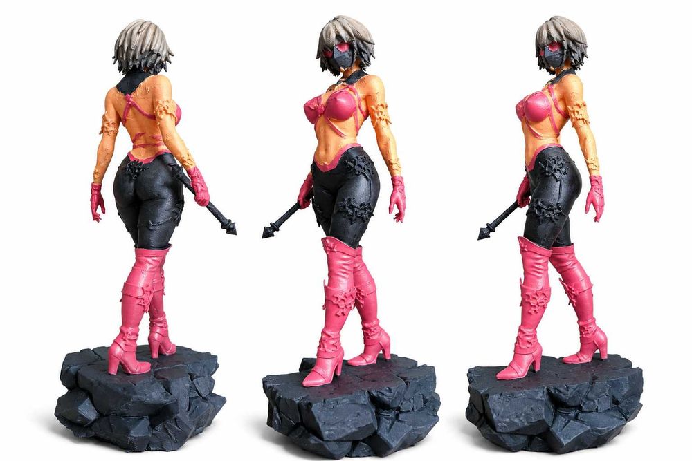 Estátua Guerreira Fantasia 3D – Escultura Decorativa – Impressão 3D de Alta Qualidade