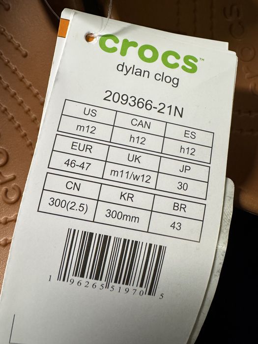 Шльопанці Crocs Dylan Clog 46/47 us M12 30 см