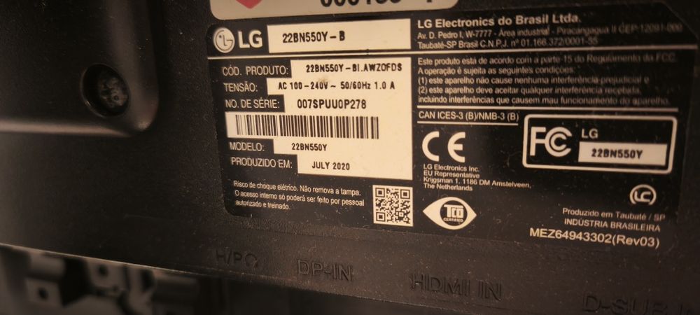 Monitor LG 21.5" LED Full HD - Ergonômico (Ajuste de Altura e Giro)