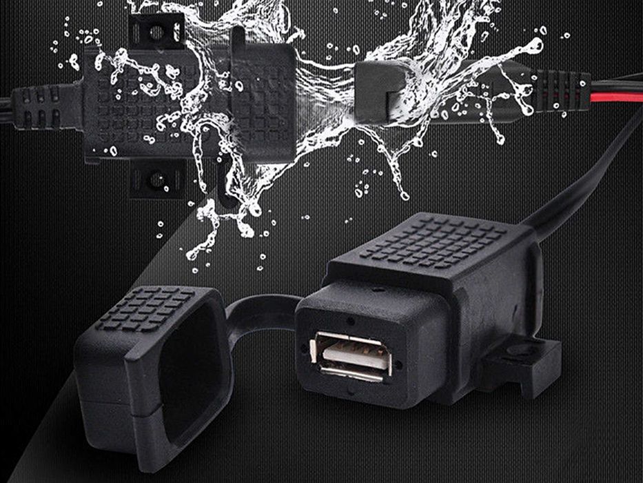 Carregador USB Universal 2.1A Motociclo Impermeável 1USB+Fusível+SAE