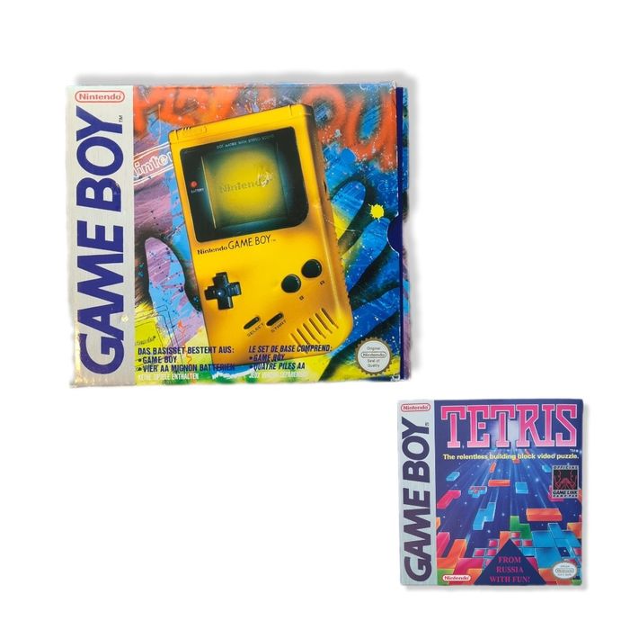 Nintendo Game Boy Play It Loud! Yellow + Tetris box ,Polska dystrybucja