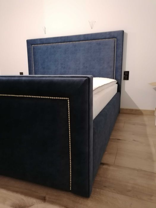 Łóżko wysokie proste zaglowie boho szenil plecionka na wymiar 200x220