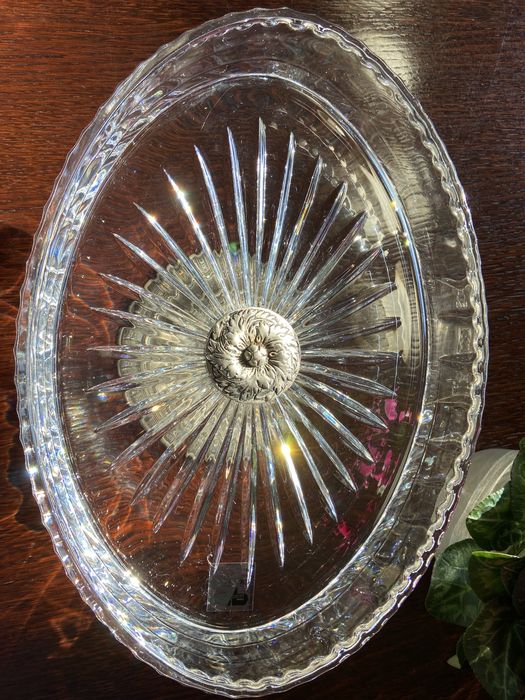 Patera kryształowa na posrebrzanej nóżce