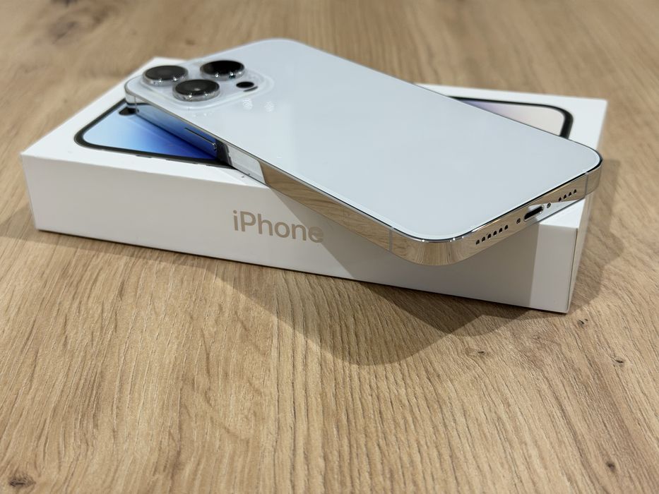 Apple iPhone 14 Pro Max 128gb srebrny, ideał,  bat. 86%, jak nowy