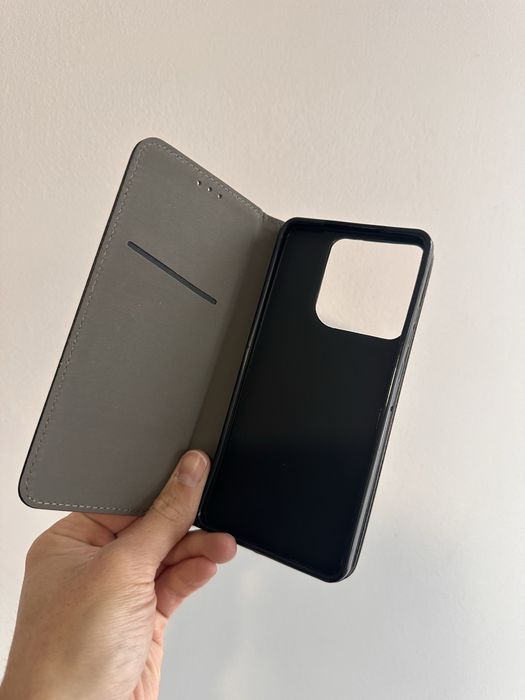 Etui z klapką czarne zamykane + SZKŁO do MOTOROLA MOTO G86