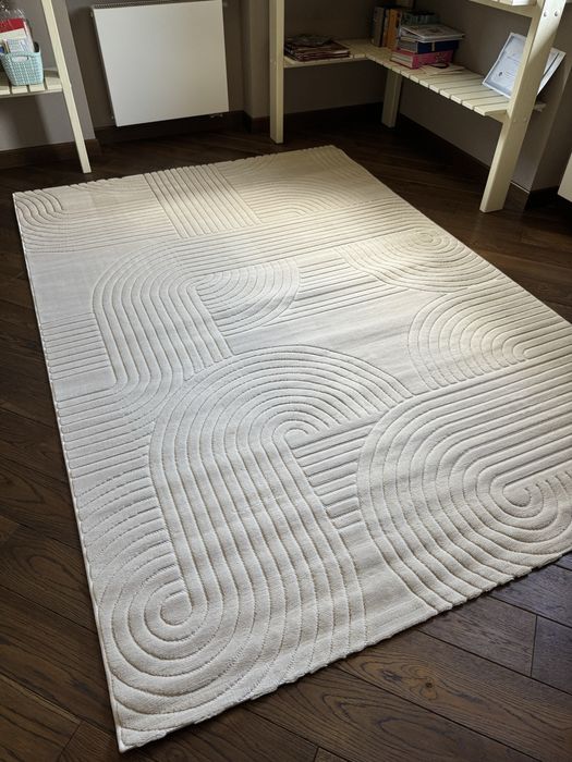 Килим скандинавія ковер волна прямокутний сірий беж крем