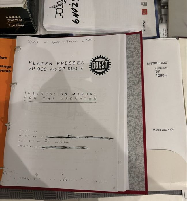 Dokumentacje techniczne maszyn poligraficznych - m.in Heidelberg Polar