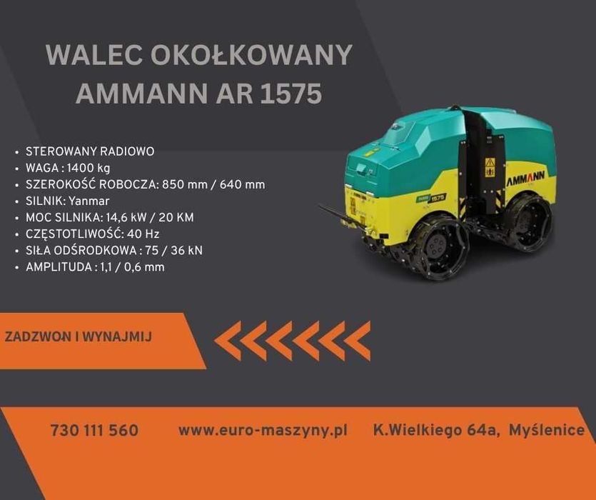 WYNAJEM Walec okołkowany przegubowy AMMANN ARX 1575 zdalne sterowanie