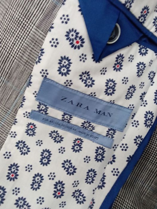 Szara marynarka z poszetką. M. Zara