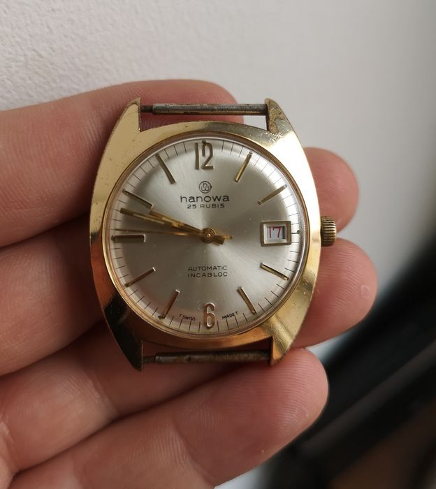 męski pozłacany zegarek automatyczny Hanowa 25 kamieni