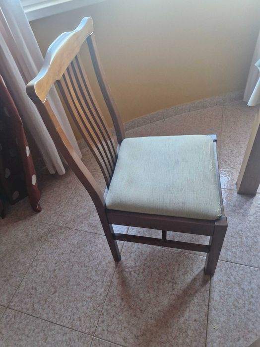 6 cadeira de sala, madeira maciça com tampo