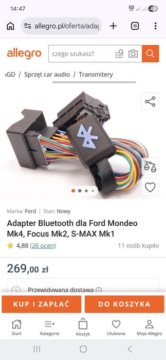Adapter Bluetooth dla Ford Mondeo Mk4, Focus Mk2, S-MAX Mk1