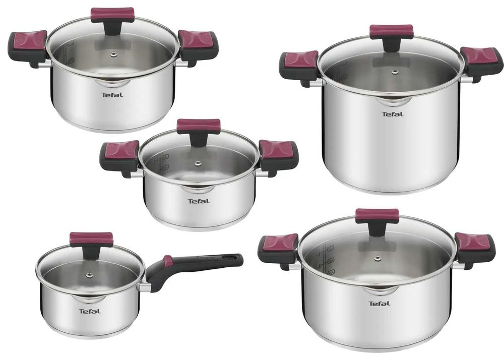 Zestaw garnków z pokrywkami TEFAL COOK&CLIP - 10 elementów