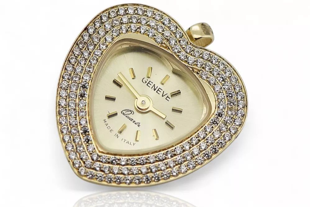 Złoty zegarek damski 14k 585 wisiorek Geneve lw121y Katowice biżuteria