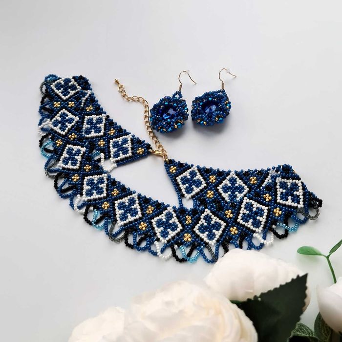 Набір прикрас намисто сережки рожева силянка кольє українське намисто